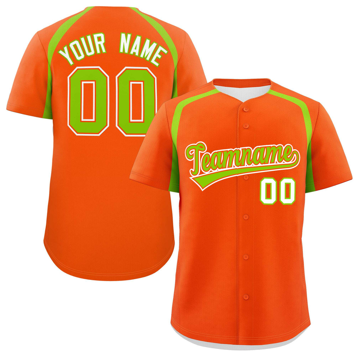 Custom Orange Neon Green Personalized Color Block Authentic Baseball Jersey| KXKSHOP