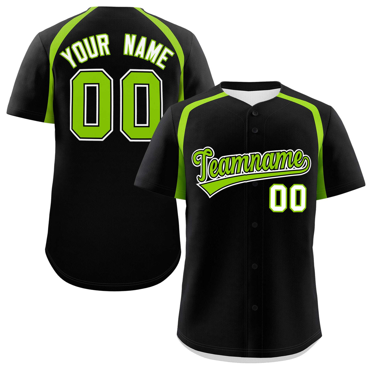 Custom Black Neon Green Personalized Color Block Authentic Baseball Jersey| KXKSHOP