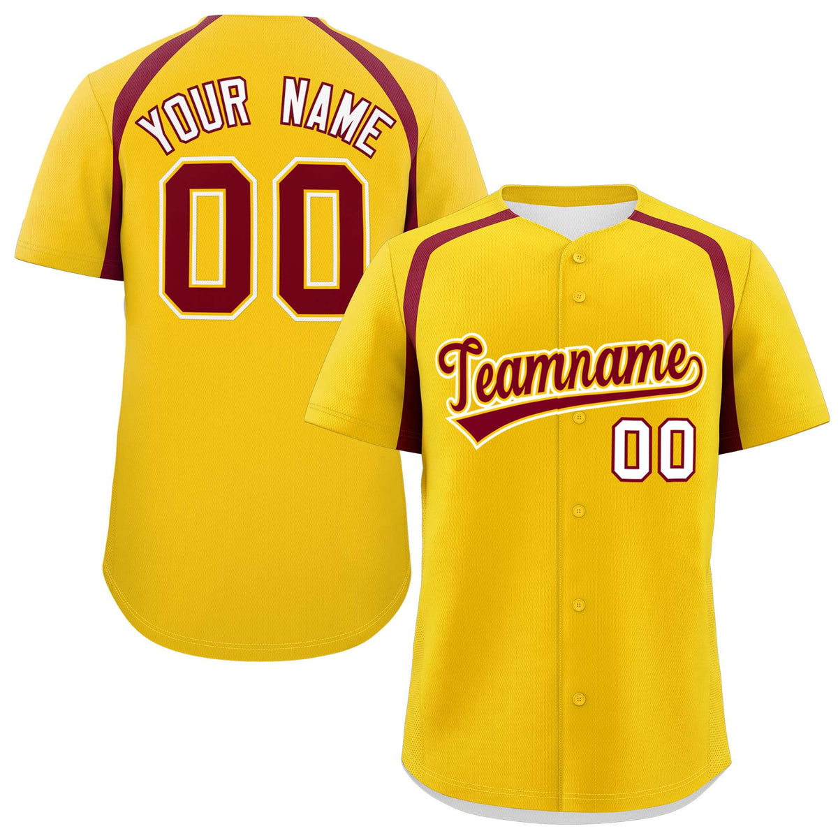 Custom Gold Crimson Personalized Color Block Authentic Baseball Jersey| KXKSHOP
