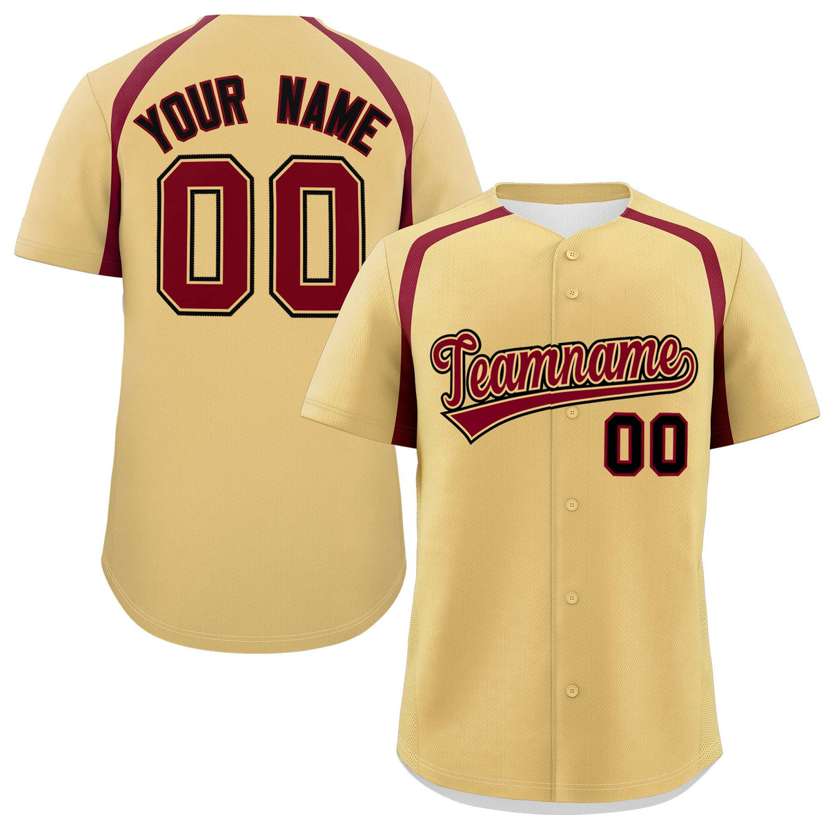 Custom Khaki Crimson Personalized Color Block Authentic Baseball Jersey| KXKSHOP