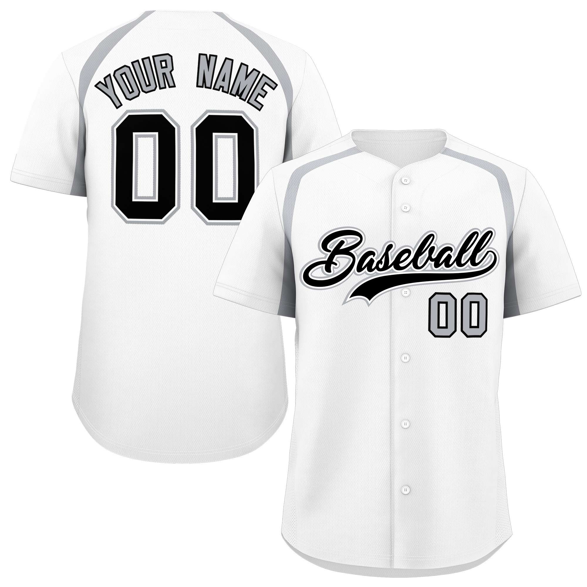 Custom White Silver Personalized Color Block Authentic Baseball Jersey