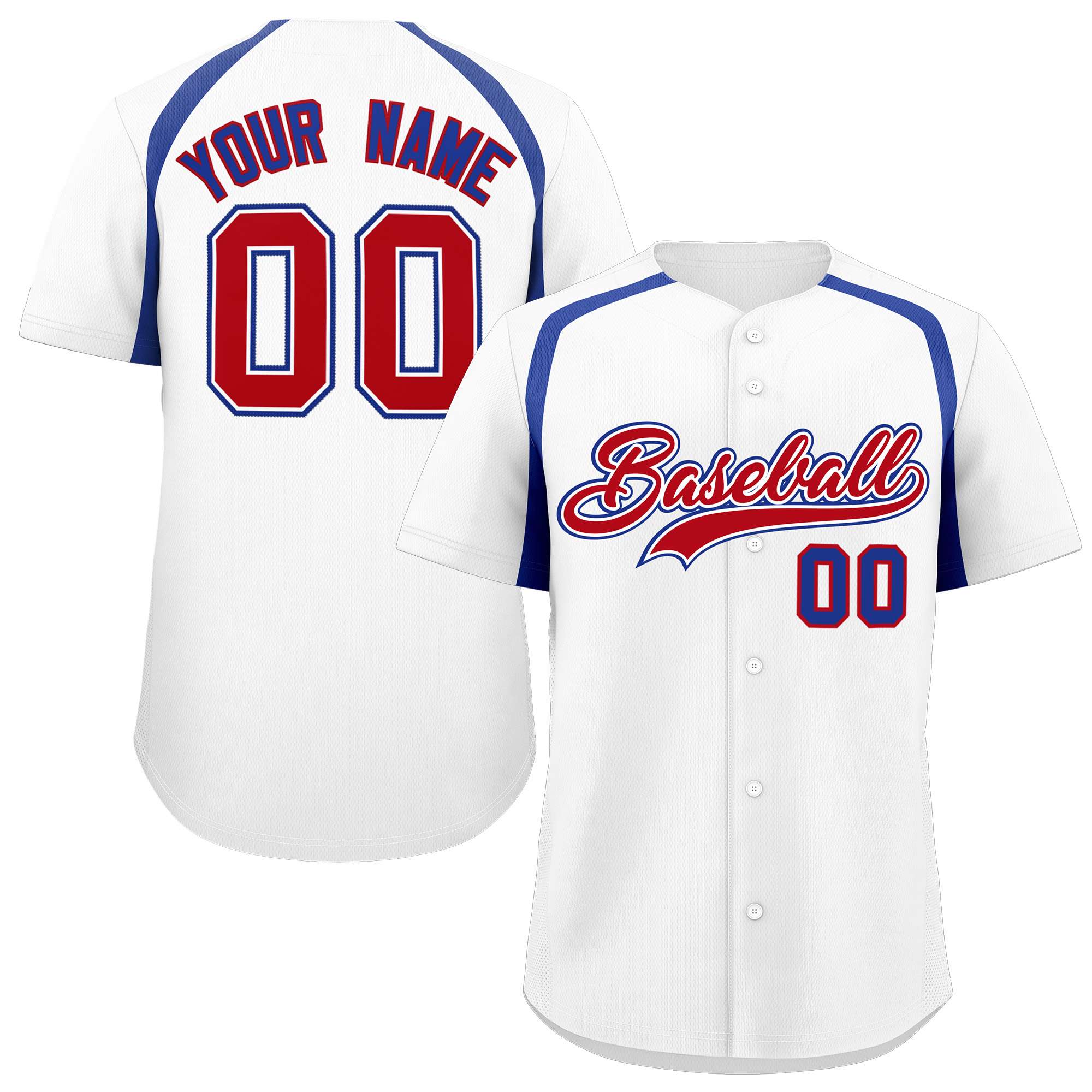 Custom White Royal Personalized Color Block Authentic Baseball Jersey