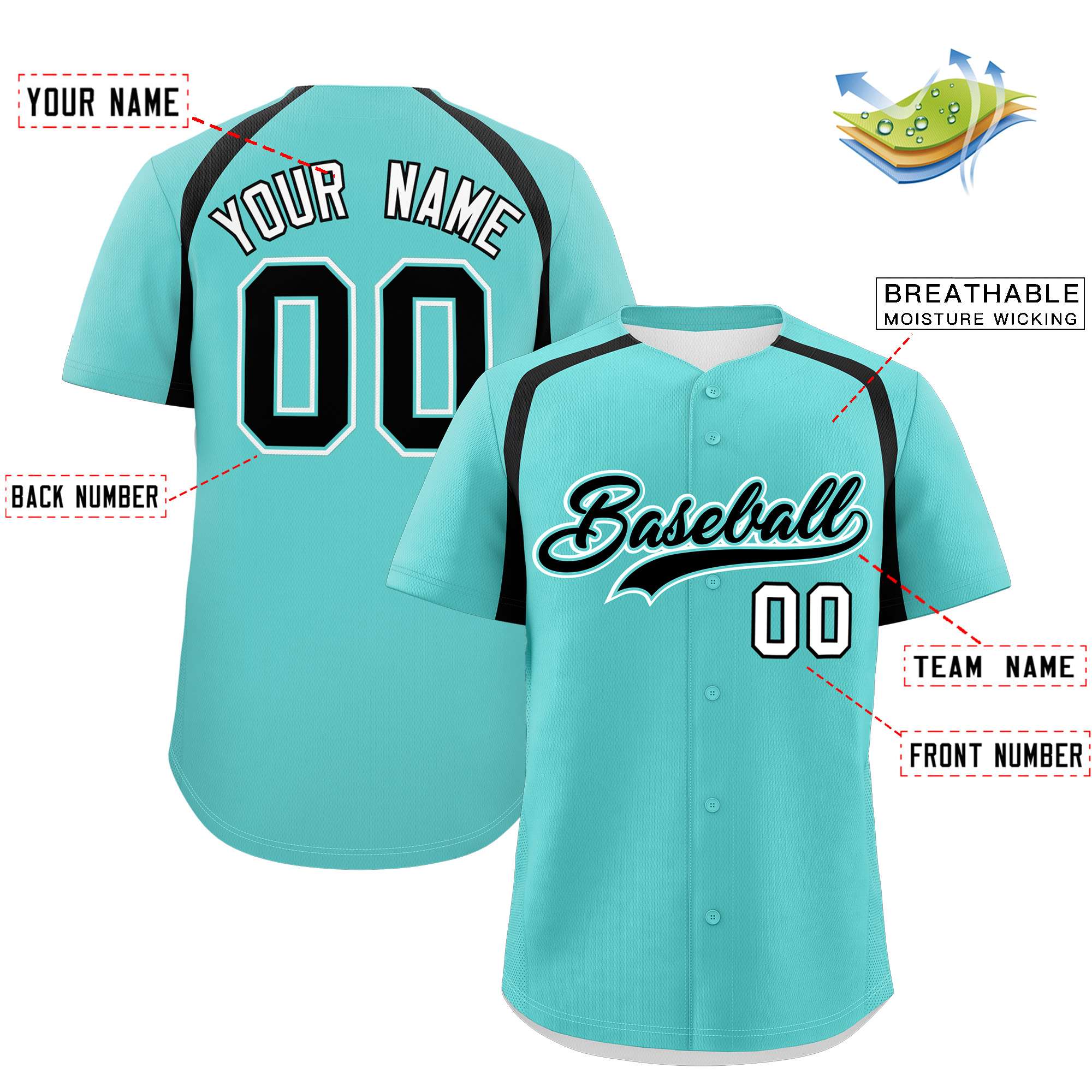 Custom Bright Green Black Personalized Color Block Authentic Baseball Jersey