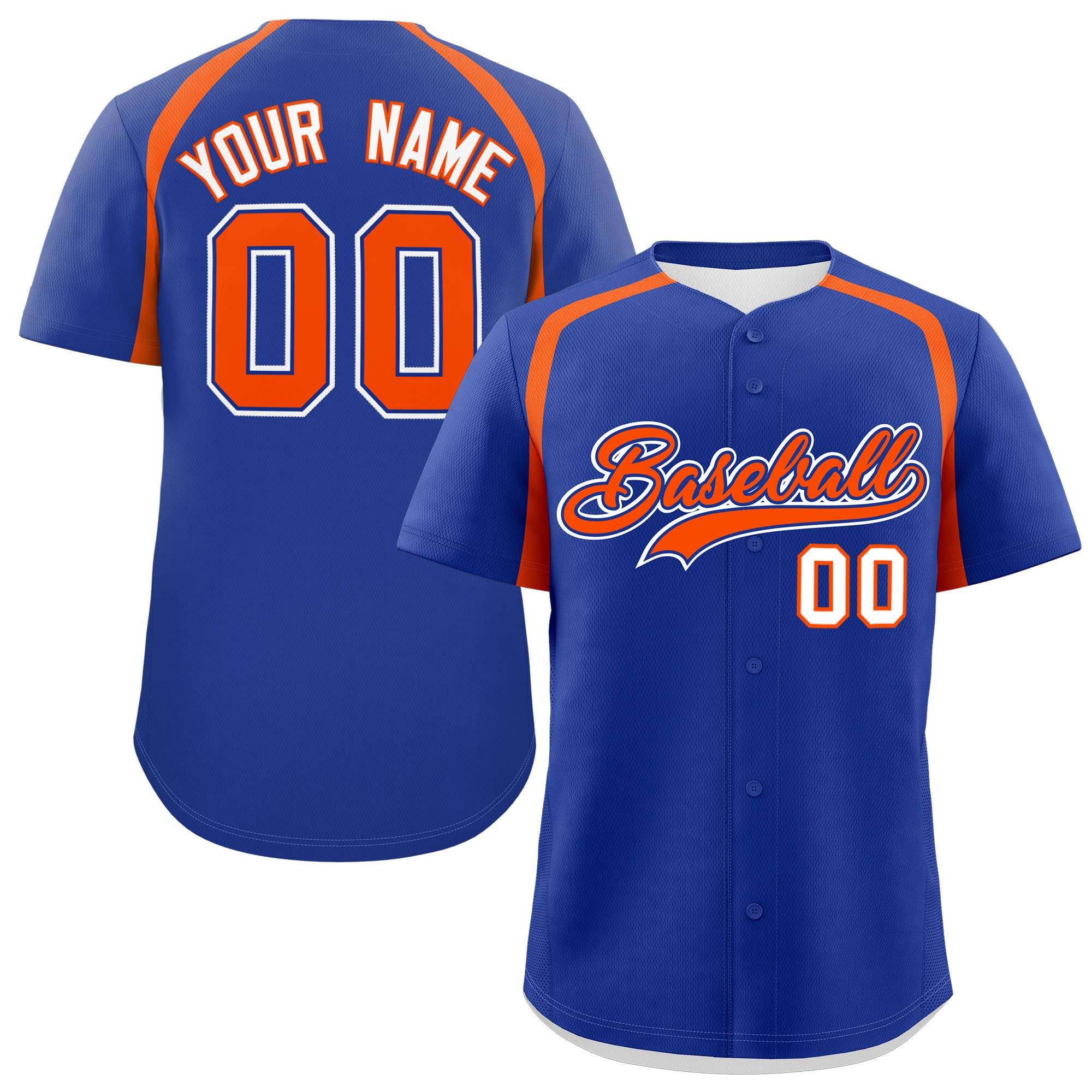 Custom Royal Orange Personalized Color Block Authentic Baseball Jersey