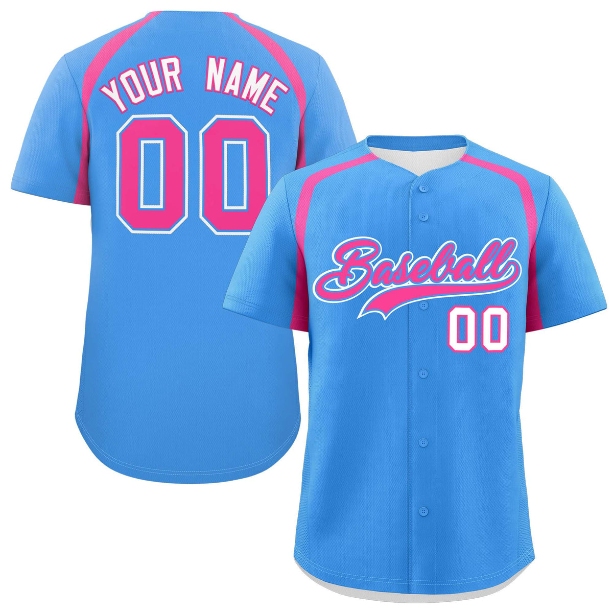 Custom Powder Blue Pink Personalized Color Block Authentic Baseball Jersey| KXKSHOP