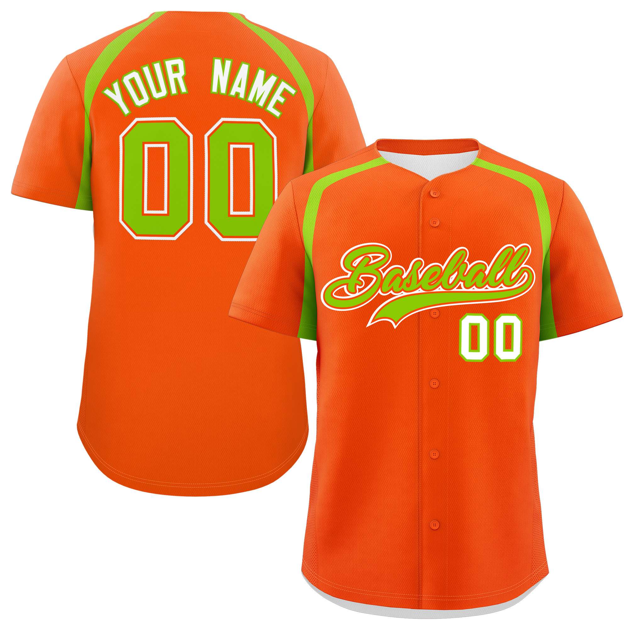 Custom Orange Neon Green Personalized Color Block Authentic Baseball Jersey| KXKSHOP