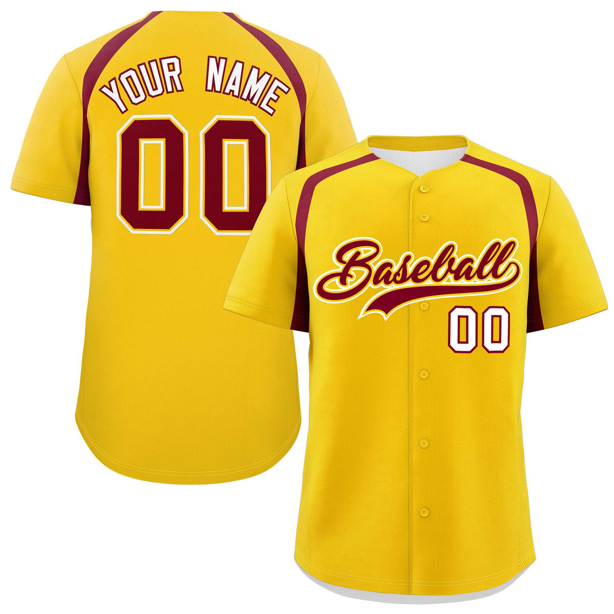 Custom Gold Crimson Personalized Color Block Authentic Baseball Jersey| KXKSHOP