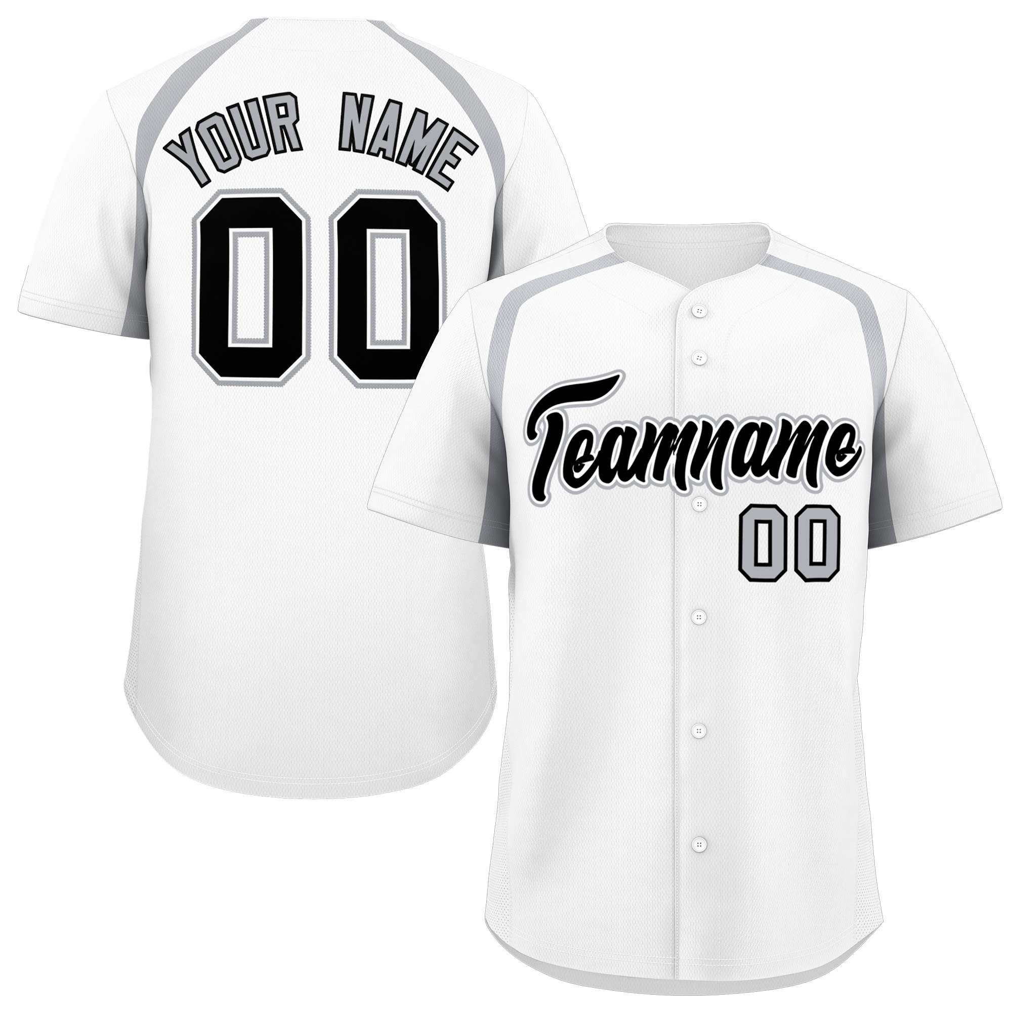 Custom White Silver Personalized Color Block Authentic Baseball Jersey