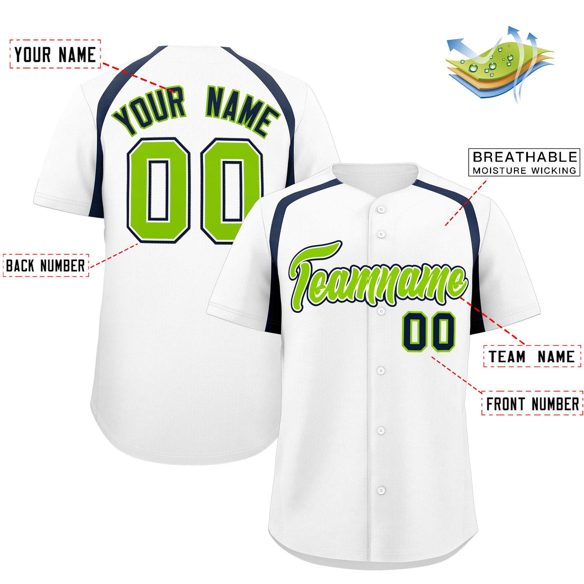 Custom White Navy Personalized Color Block Authentic Baseball Jersey