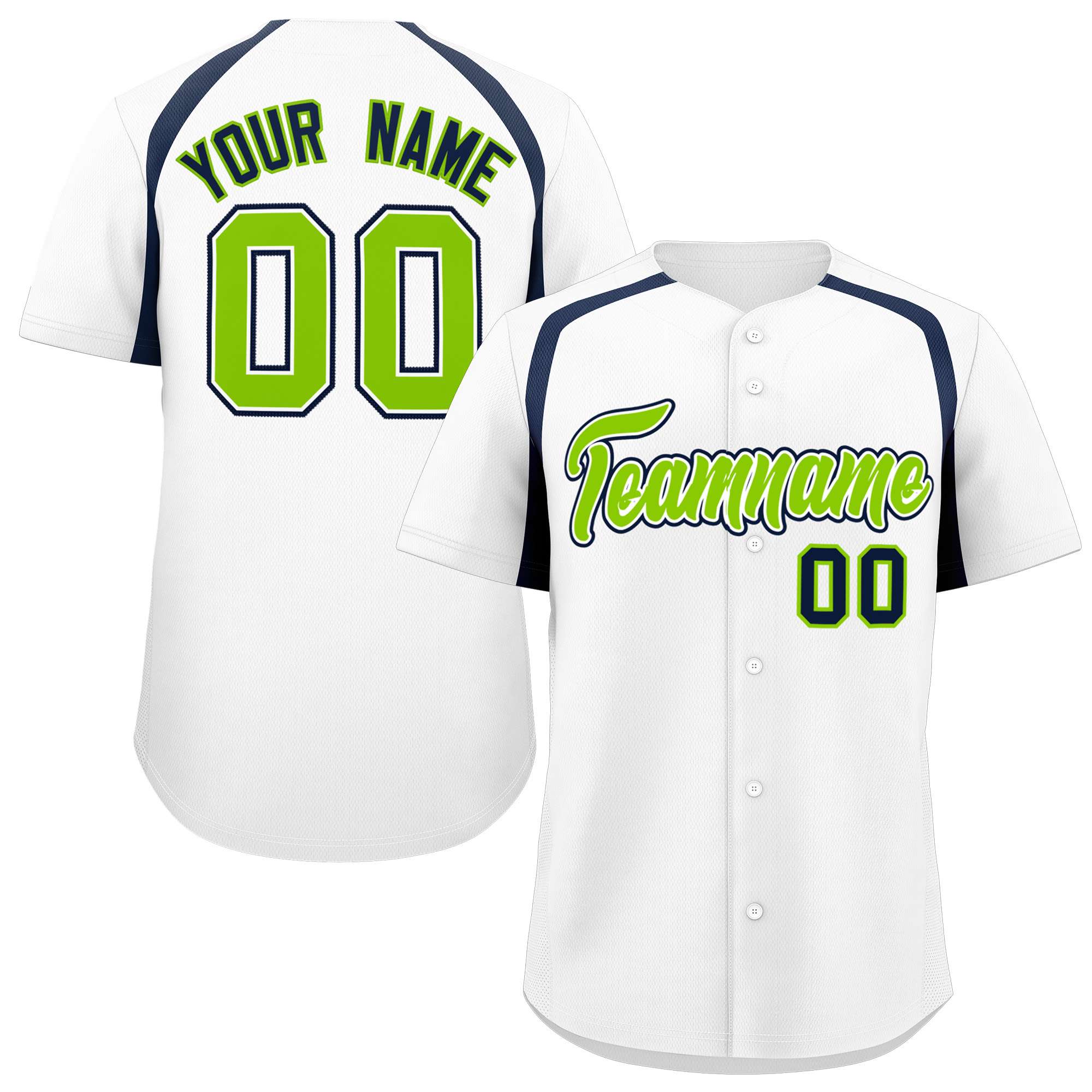 Custom White Navy Personalized Color Block Authentic Baseball Jersey