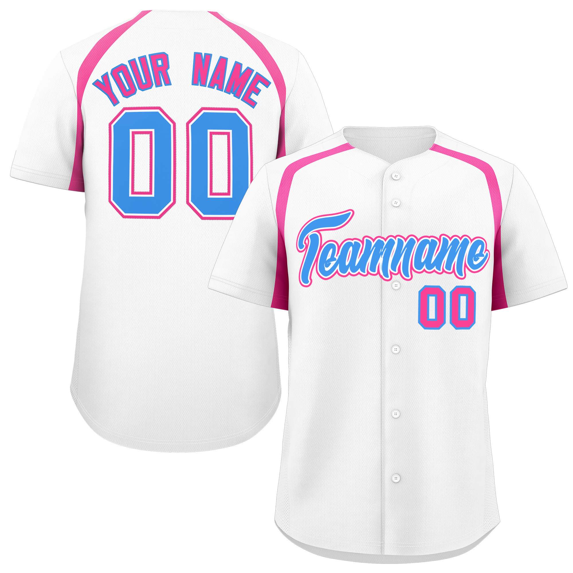 Custom White Pink Personalized Color Block Authentic Baseball Jersey