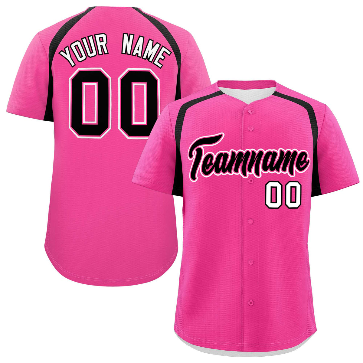 Custom Pink Black Personalized Color Block Authentic Baseball Jersey