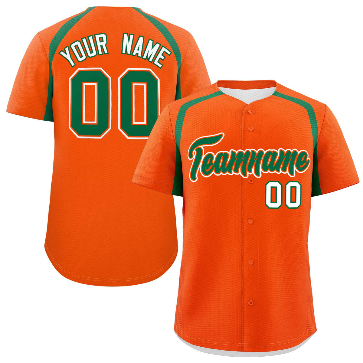Custom Orange Kelly Green Personalized Color Block Authentic Baseball Jersey
