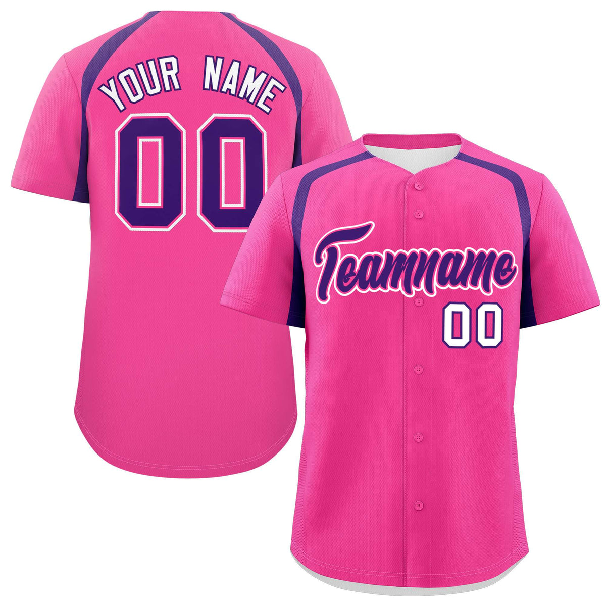 Custom Pink Purple Personalized Color Block Authentic Baseball Jersey| KXKSHOP