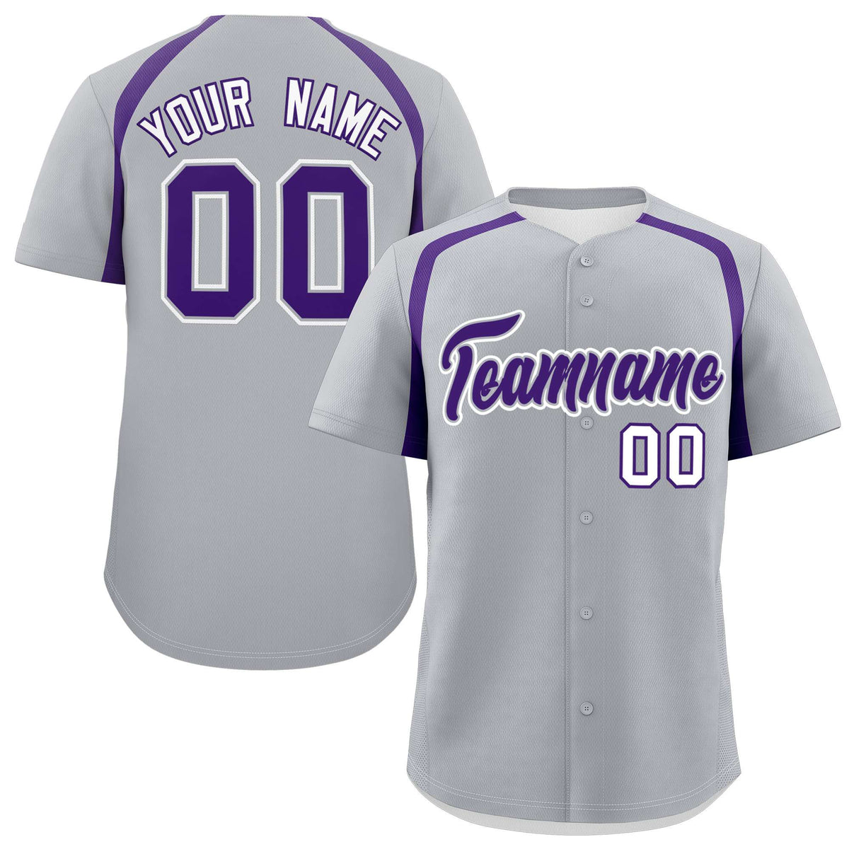Custom Silver Purple Personalized Color Block Authentic Baseball Jersey| KXKSHOP