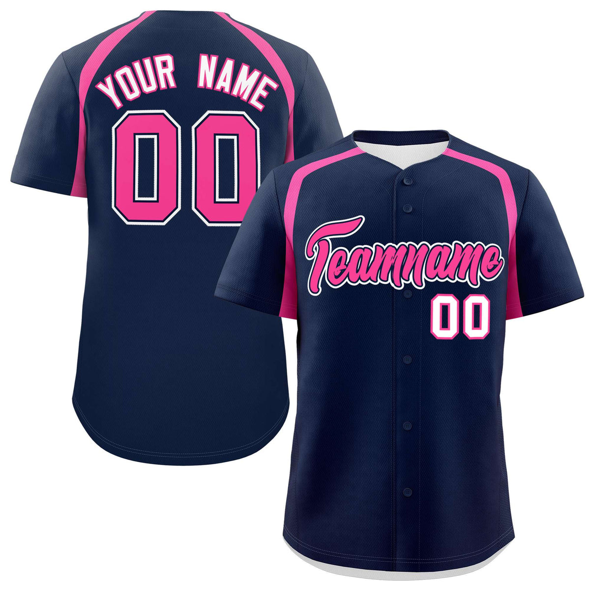 Custom Navy Pink Personalized Color Block Authentic Baseball Jersey| KXKSHOP