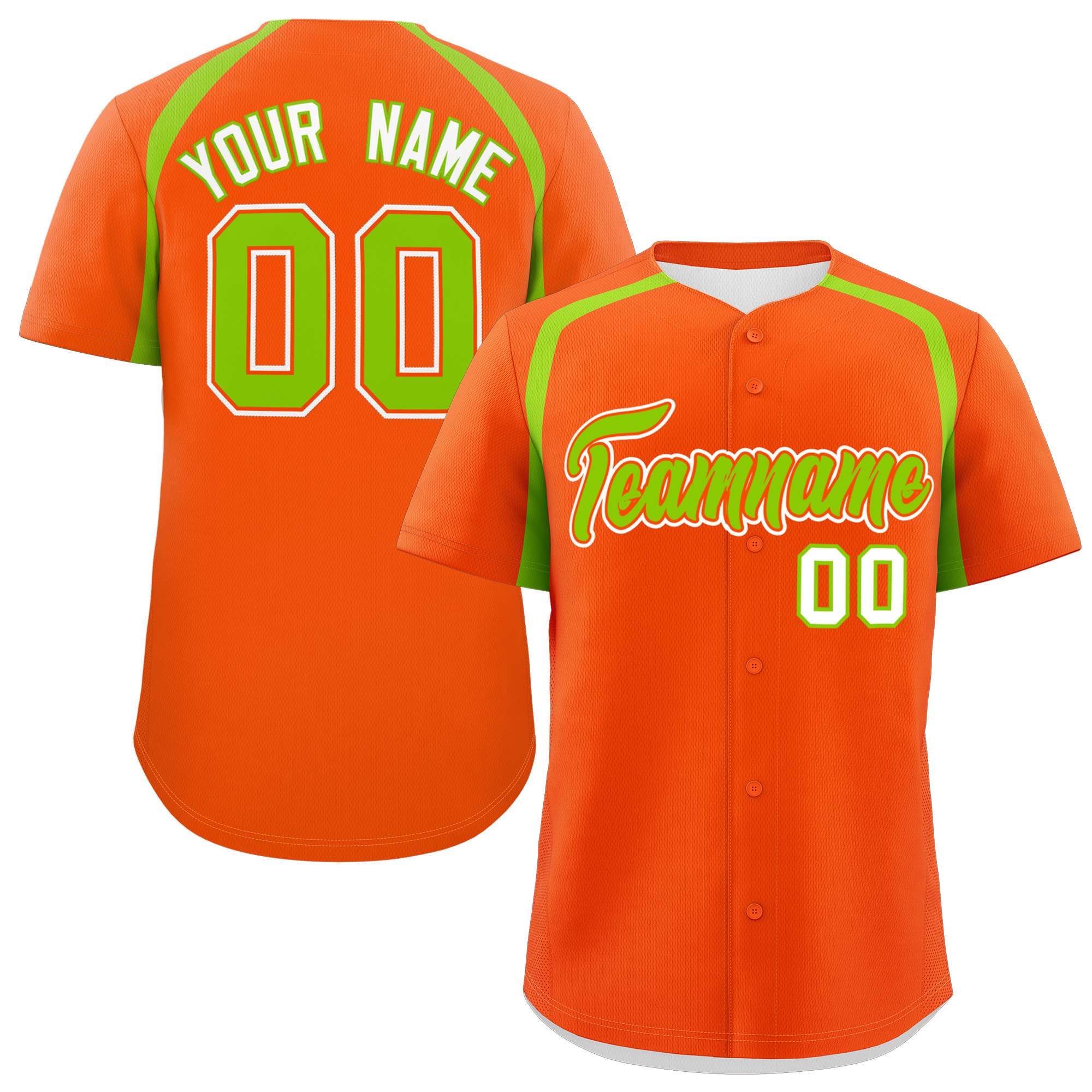 Custom Orange Neon Green Personalized Color Block Authentic Baseball Jersey| KXKSHOP
