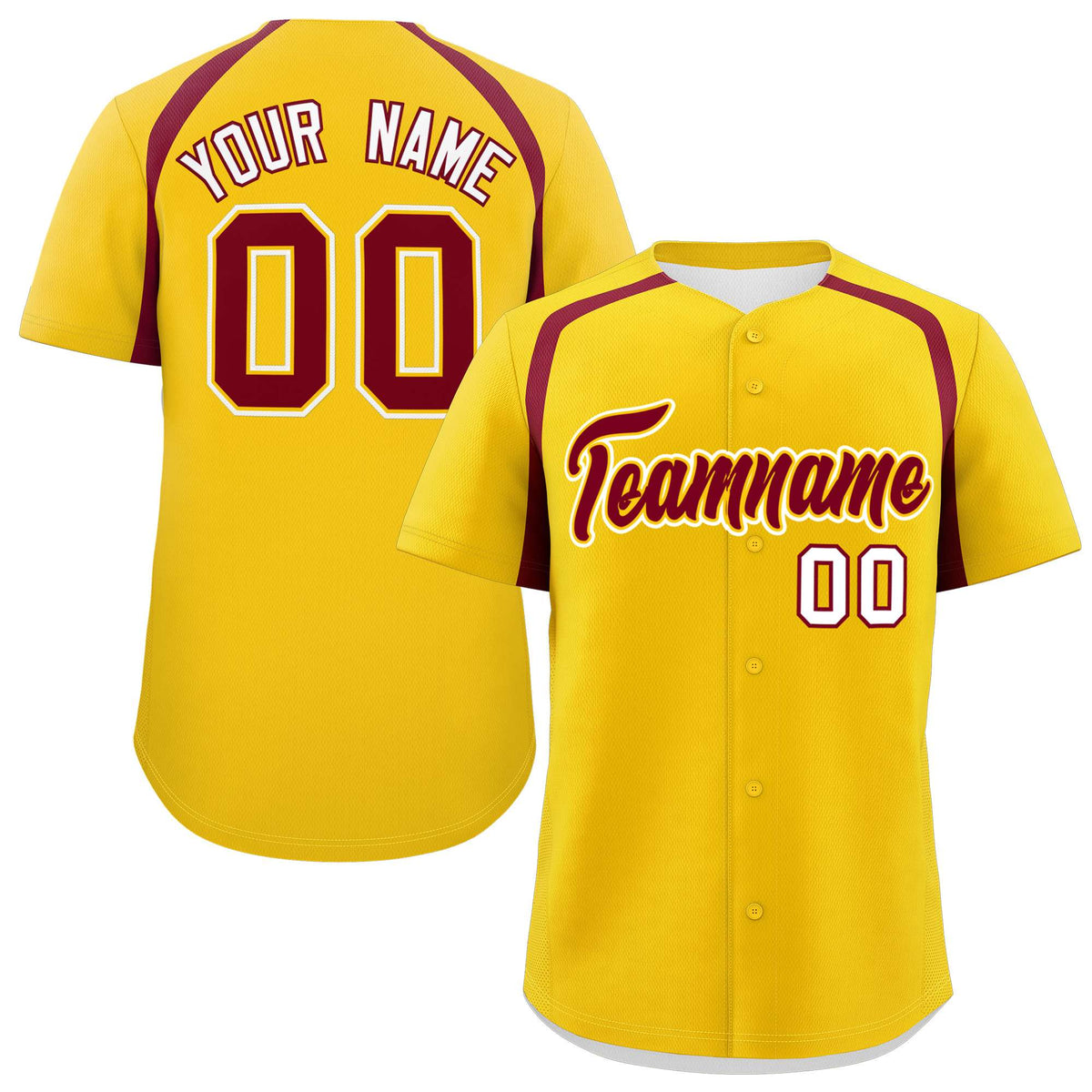 Custom Gold Crimson Personalized Color Block Authentic Baseball Jersey| KXKSHOP