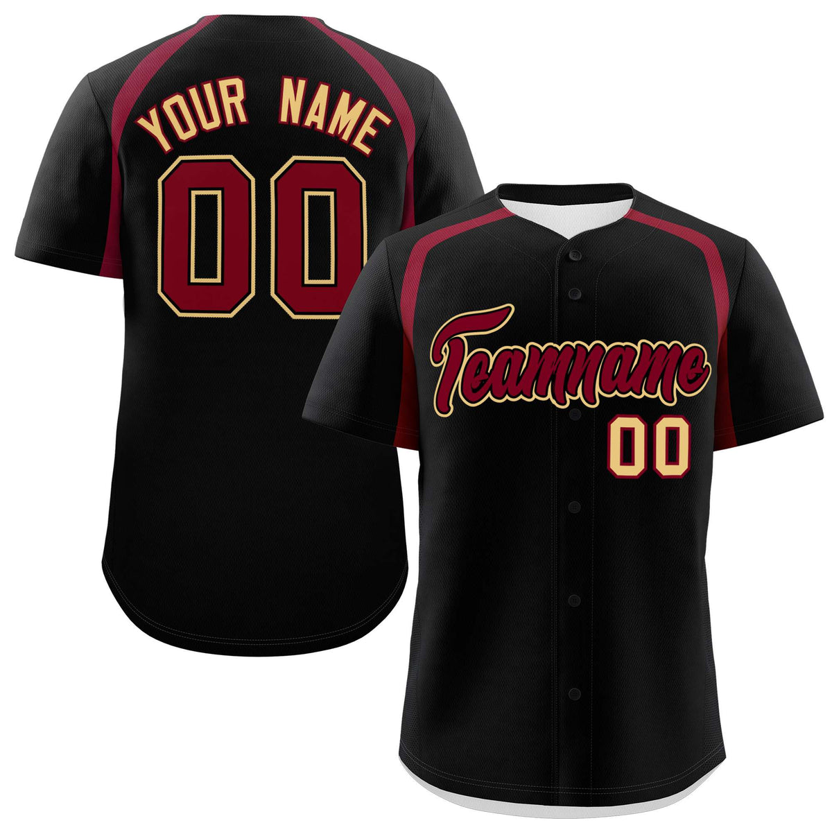 Custom Black Crimson Personalized Color Block Authentic Baseball Jersey| KXKSHOP