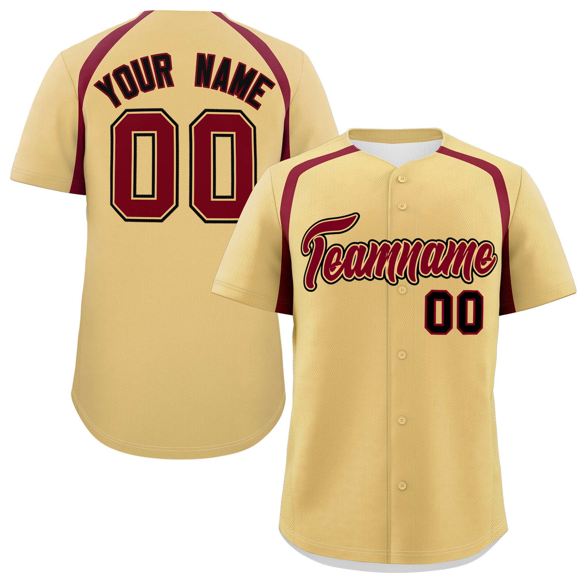 Custom Khaki Crimson Personalized Color Block Authentic Baseball Jersey| KXKSHOP