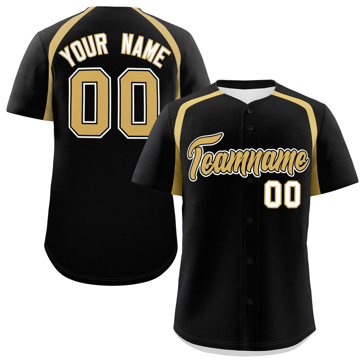 Custom Black Old Gold Personalized Color Block Authentic Baseball Jersey| KXKSHOP