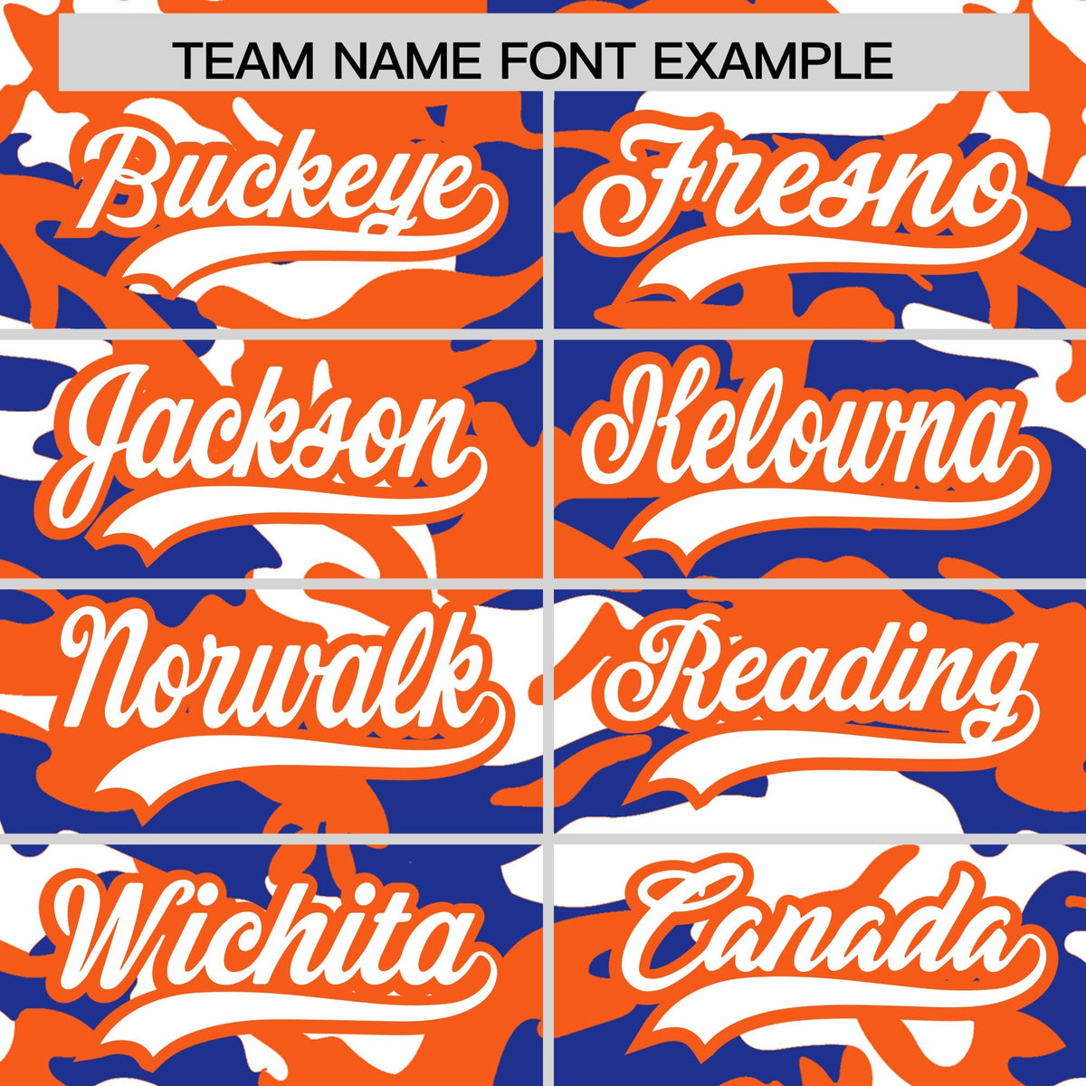 Custom Royal Blue Orange White Camo Gradient Fashion Baseball Jersey | Perfect for Training,Sublimation Printed & Stitched,Add Name and Numbern,Perfect for Teams | KXKSHOP