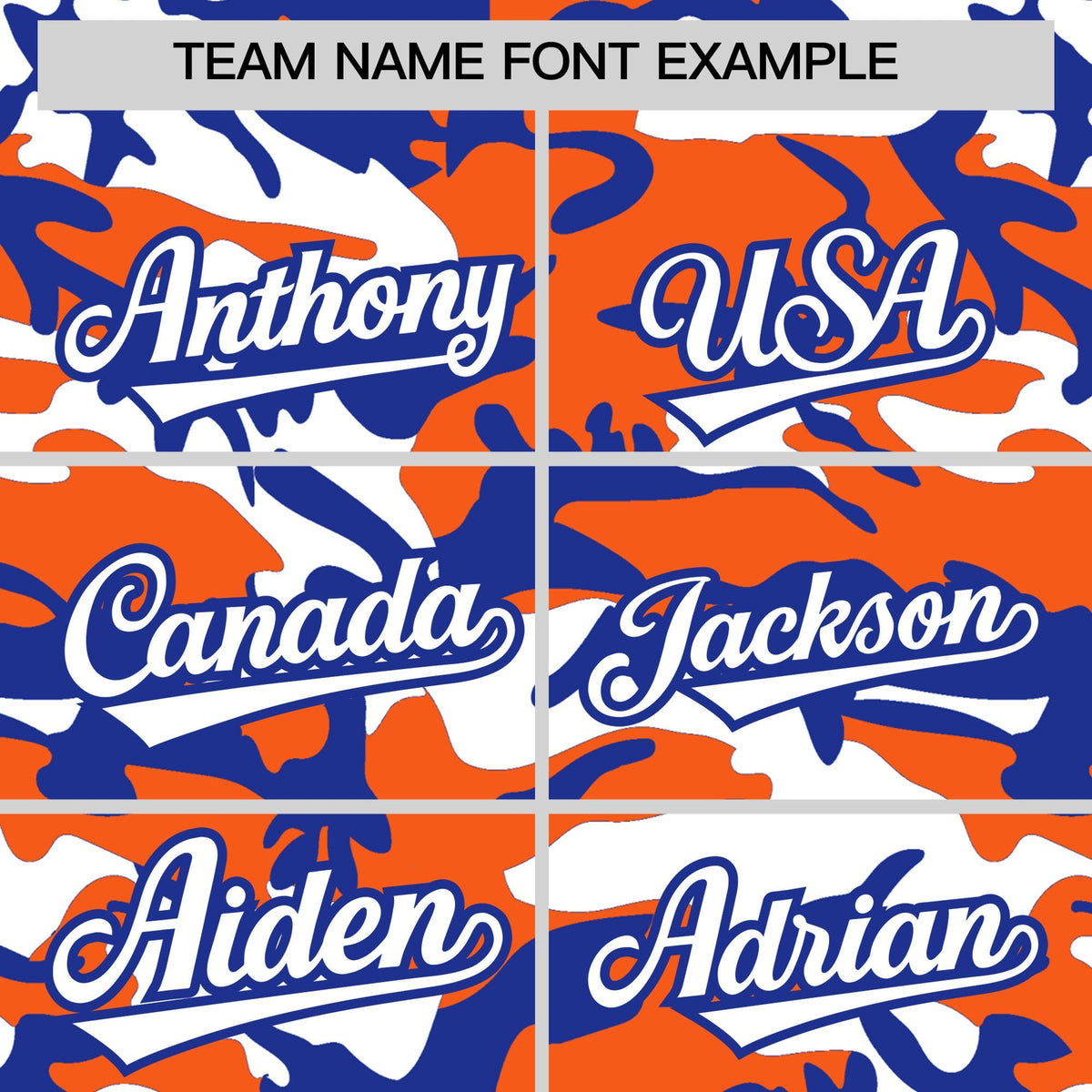 Custom Orange Royal Blue White Camo Gradient Fashion Baseball Jersey | Perfect for Training,Sublimation Printed & Stitched,Add Name and Numbern,Perfect for Teams | KXKSHOP