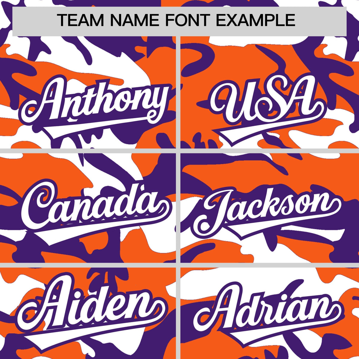 Custom Orange Purple White Camo Gradient Fashion Baseball Jersey | Perfect for Training,Sublimation Printed & Stitched,Add Name and Numbern,Perfect for Teams | KXKSHOP