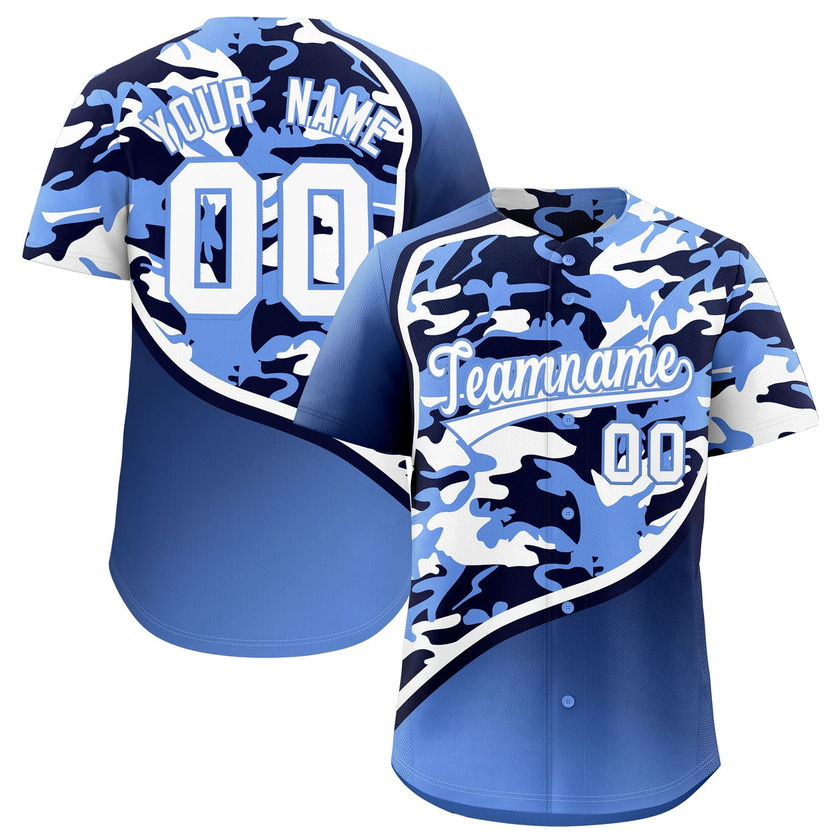 Custom Navy Light Blue White Camo Gradient Fashion Baseball Jersey | Perfect for Training,Sublimation Printed &amp; Stitched,Add Name and Numbern,Perfect for Teams | KXKSHOP