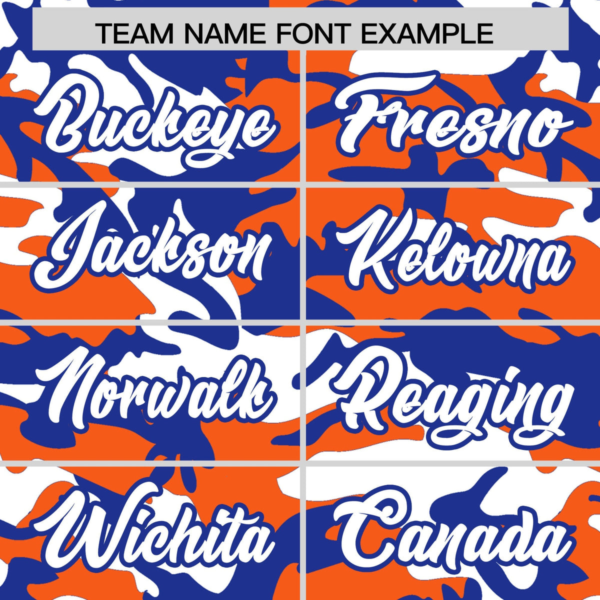 Custom Orange Royal Blue White Camo Gradient Fashion Baseball Jersey | Perfect for Training,Sublimation Printed & Stitched,Add Name and Numbern,Perfect for Teams | KXKSHOP