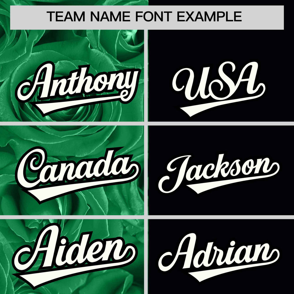 Custom Kelly Green Black Split Rose Print Authentic Baseball Jersey| KXKSHOP