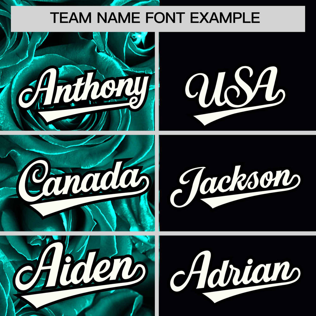 Custom Aqua Black Split Rose Print Authentic Baseball Jersey| KXKSHOP