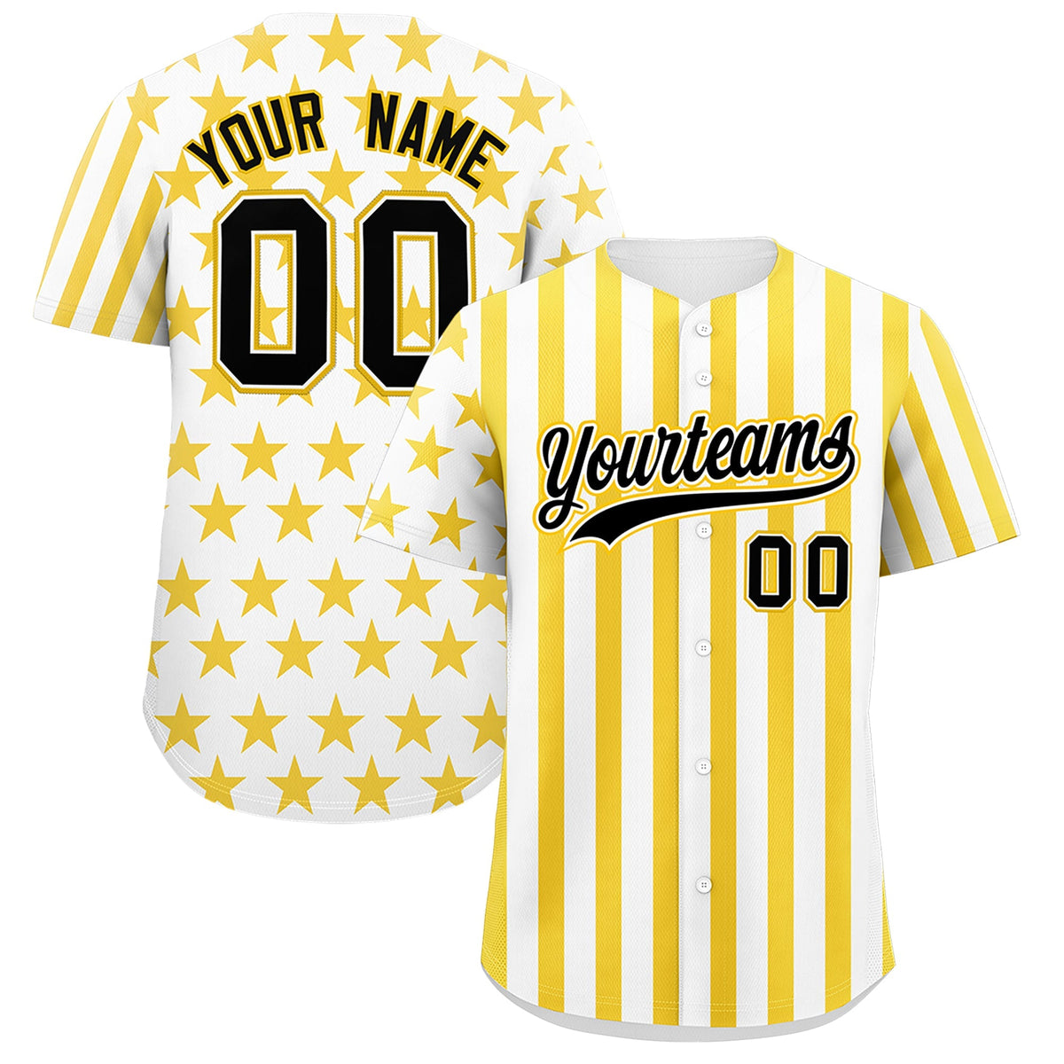 Custom White Gold American Flag Graffiti Pattern Baseball Jersey| KXKSHOP