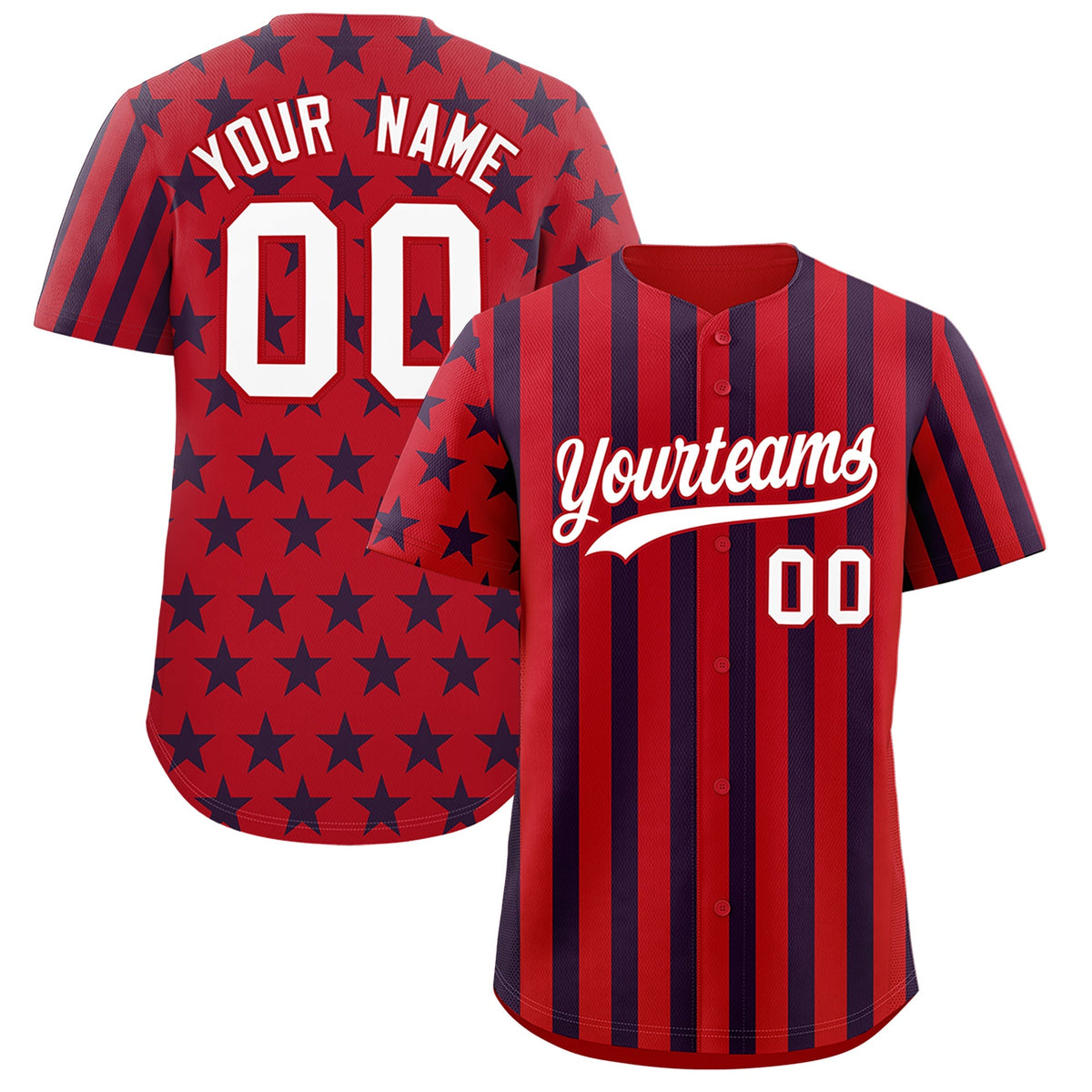 Custom Red Navy White American Flag Graffiti Pattern Baseball Jersey| KXKSHOP
