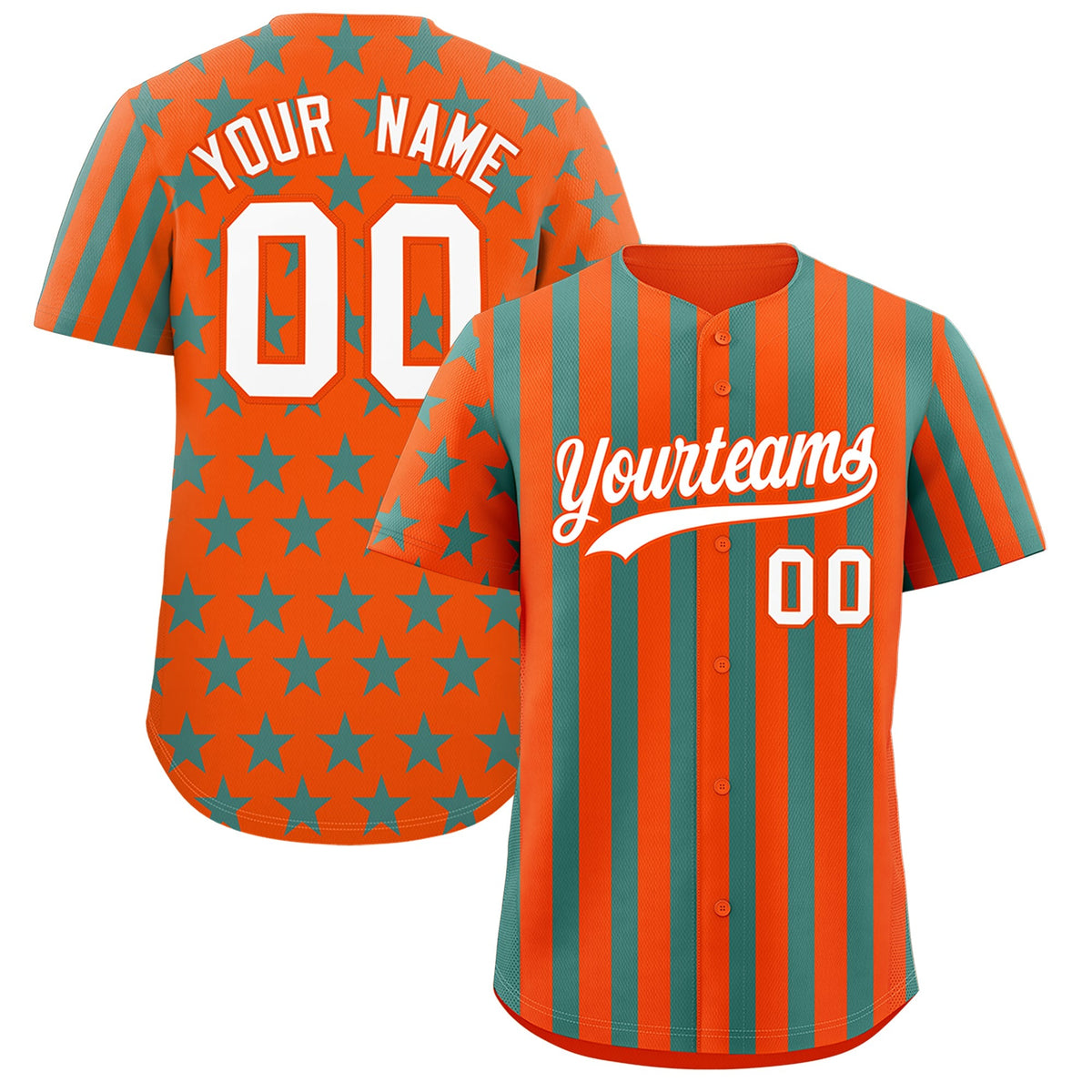 Custom Orange Aqua American Flag Graffiti Pattern Baseball Jersey| KXKSHOP