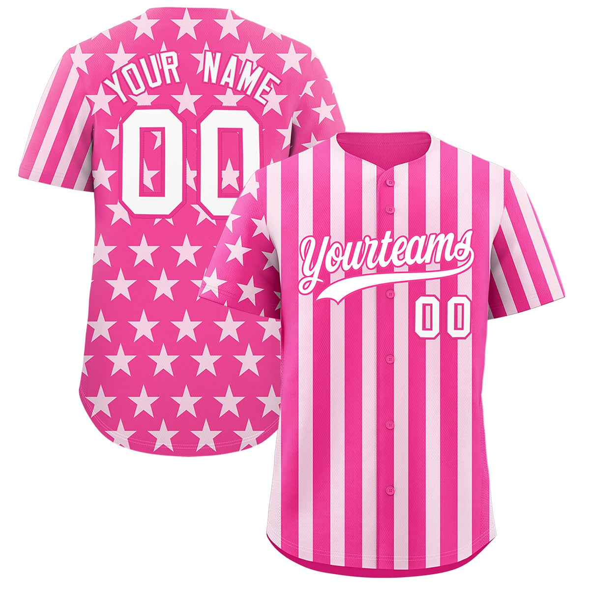 Custom Pink White American Flag Graffiti Pattern Baseball Jersey| KXKSHOP