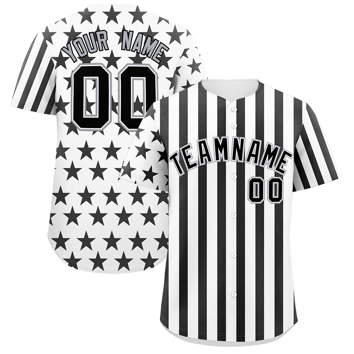 Custom White Black American Flag Graffiti Pattern Baseball Jersey| KXKSHOP