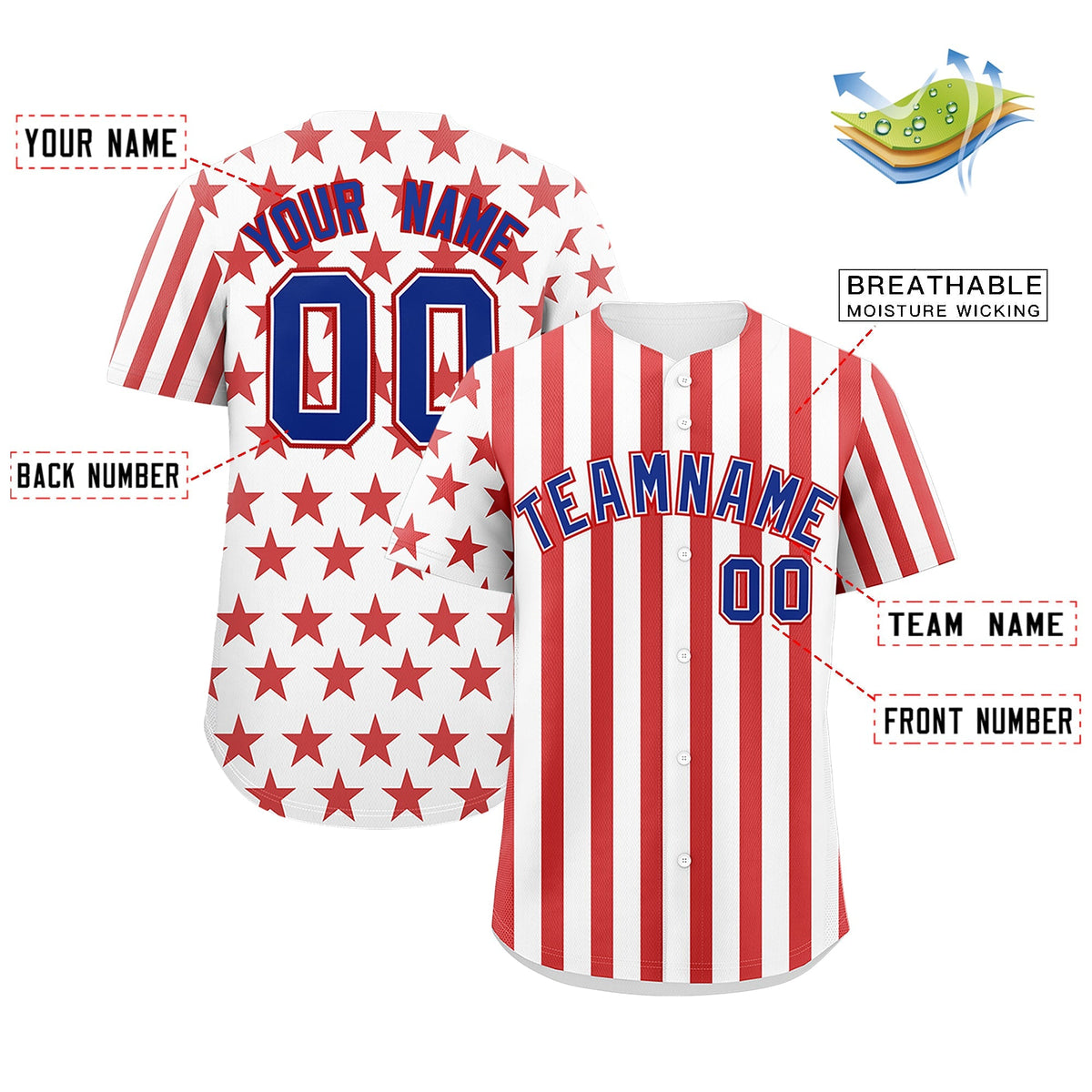 Custom White Red American Flag Graffiti Pattern Baseball Jersey| KXKSHOP