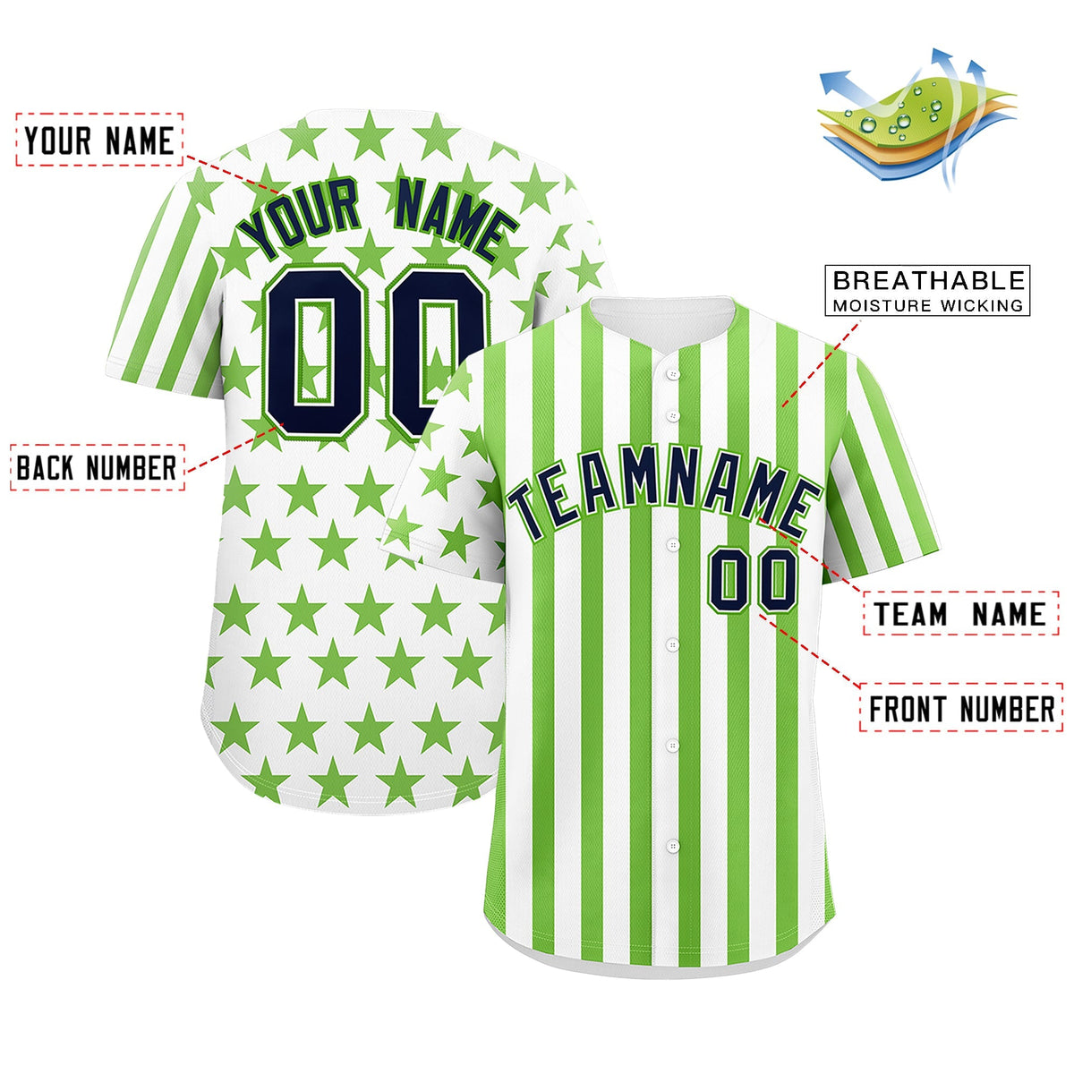 Custom White Neon Green American Flag Graffiti Pattern Baseball Jersey| KXKSHOP