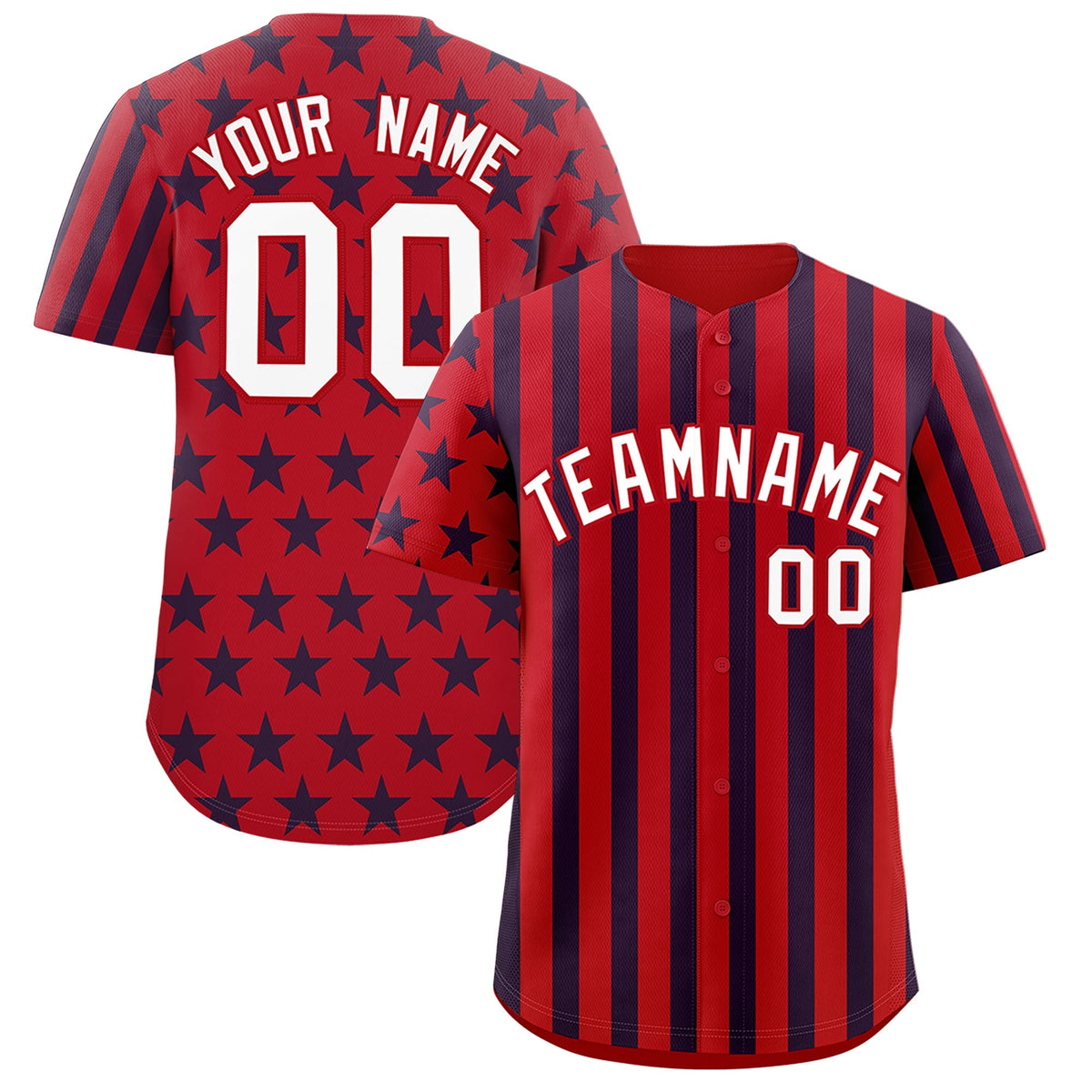 Custom Red Navy White American Flag Graffiti Pattern Baseball Jersey| KXKSHOP