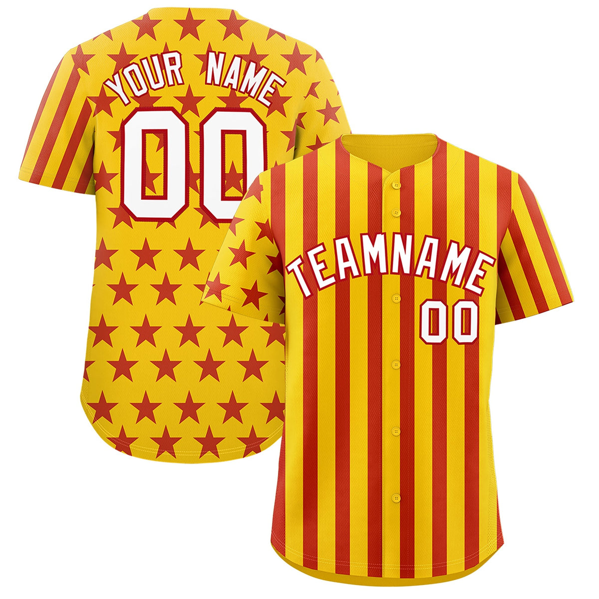 Custom Gold Red American Flag Graffiti Pattern Baseball Jersey| KXKSHOP