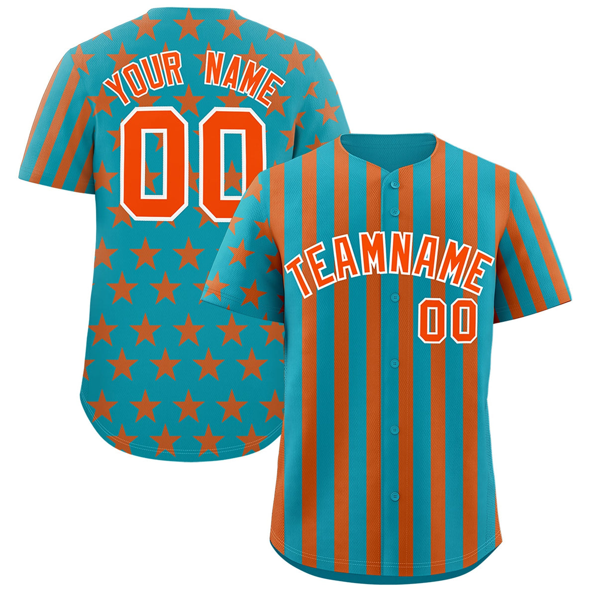 Custom Aqua Orange American Flag Graffiti Pattern Baseball Jersey| KXKSHOP