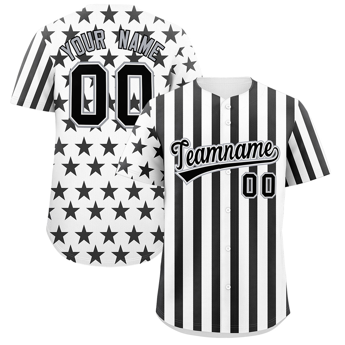 Custom White Black American Flag Graffiti Pattern Baseball Jersey| KXKSHOP