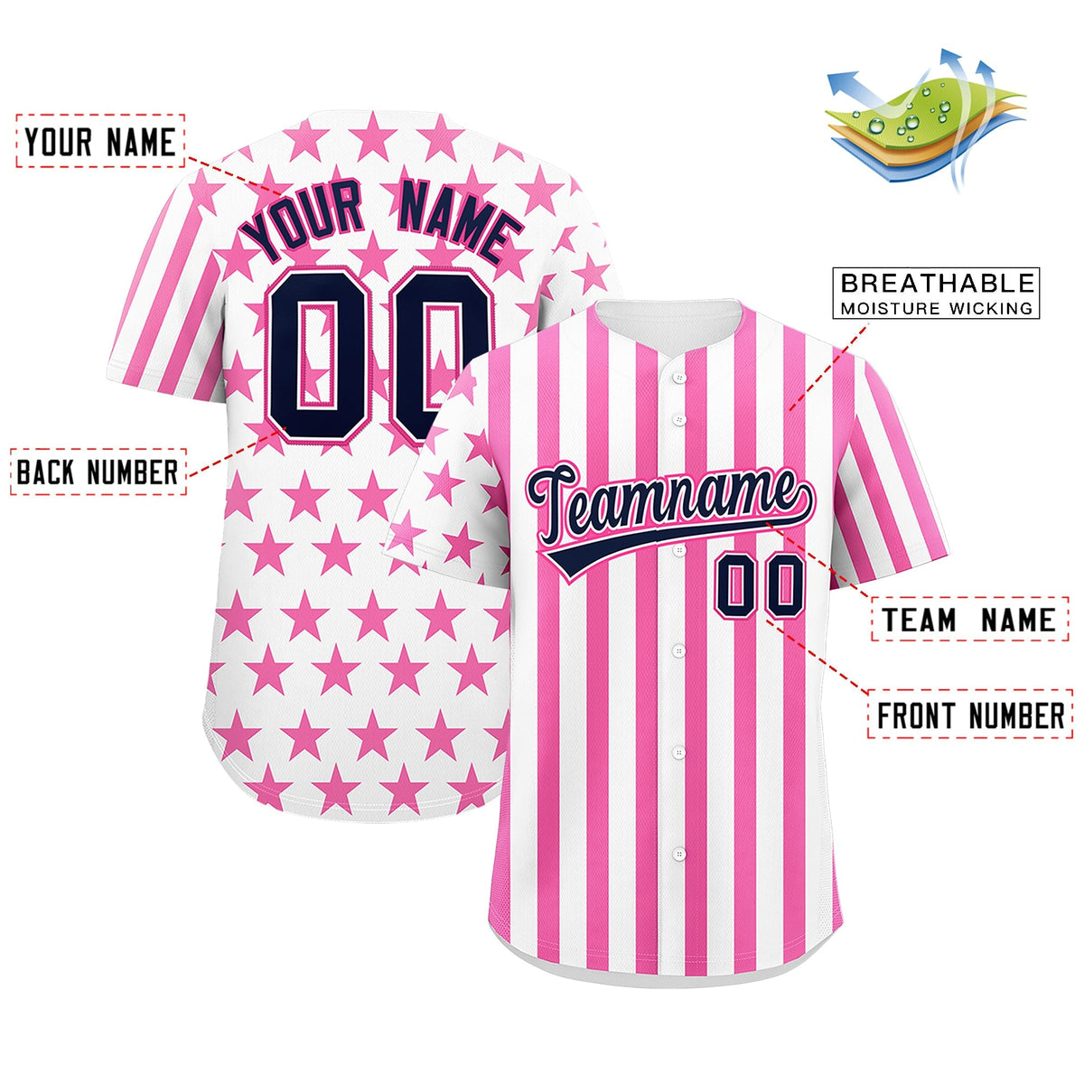Custom White Pink American Flag Graffiti Pattern Baseball Jersey| KXKSHOP