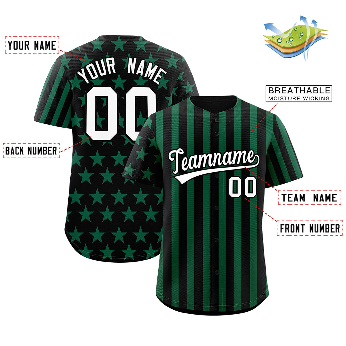 Custom Black Kelly Green American Flag Graffiti Pattern Baseball Jersey| KXKSHOP