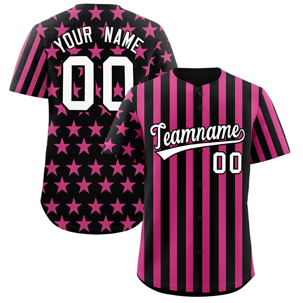 Custom Black Pink American Flag Graffiti Pattern Baseball Jersey| KXKSHOP