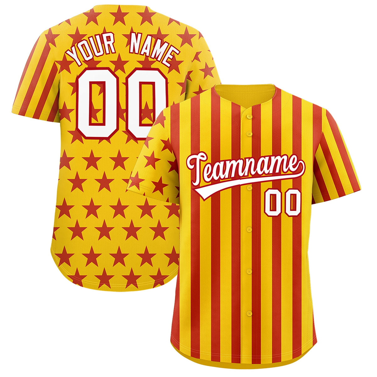 Custom Gold Red American Flag Graffiti Pattern Baseball Jersey| KXKSHOP