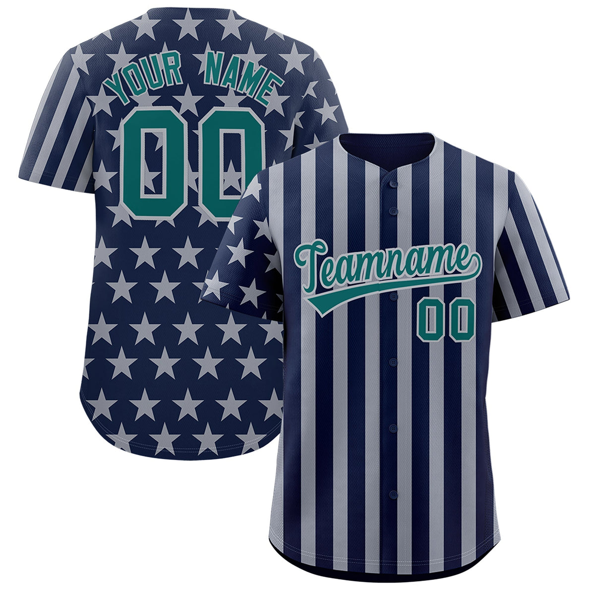 Custom Navy Gray American Flag Graffiti Pattern Baseball Jersey| KXKSHOP