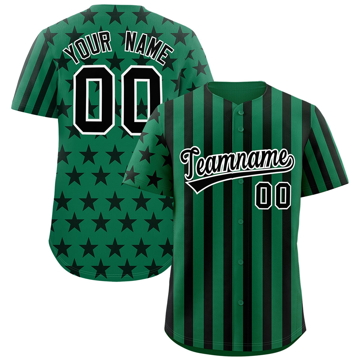 Custom Kelly Green Black American Flag Graffiti Pattern Baseball Jersey| KXKSHOP