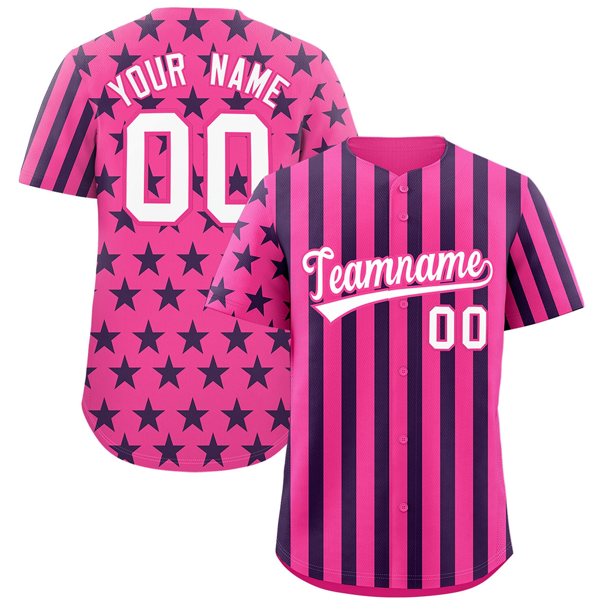 Custom Pink White Navy American Flag Graffiti Pattern Baseball Jersey| KXKSHOP